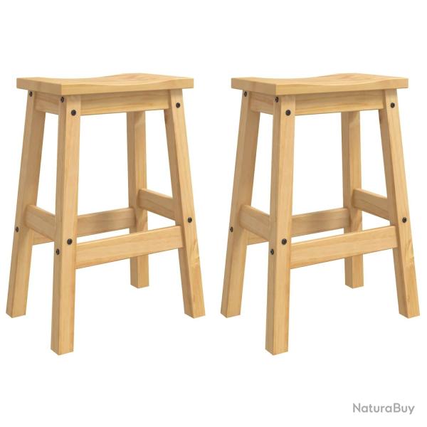 Tabouret de bar 2 pcs Cire de Miel 44 x 30 x 63 cm Pin massif