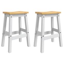 Tabouret de bar 2 pcs Blanc et Cire de Miel 44 x 30 x 63 cm
