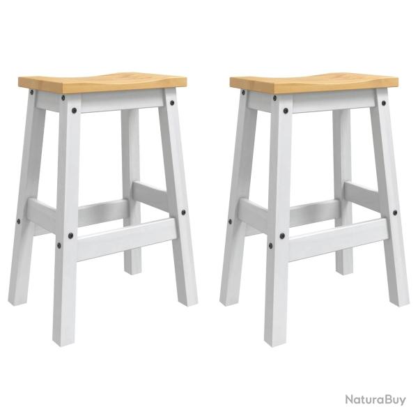 Tabouret de bar 2 pcs Blanc et Cire de Miel 44 x 30 x 63 cm