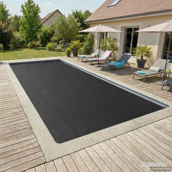 Couverture de piscine solaire 800 x 400 cm 110 um Carr� PE Noir
