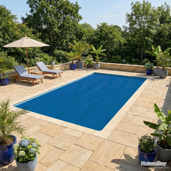 Couverture de piscine solaire 800 x 400 cm 110 um Carr� PE Bleu