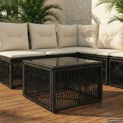 Table de Noir 55 x 55 x 37 cm Rattan PE et Verre