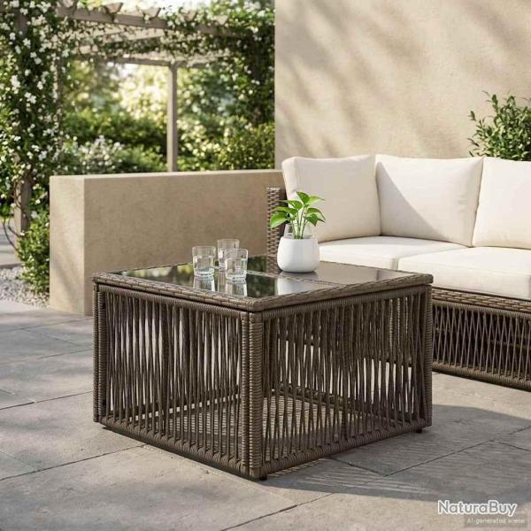 Table de Gris et Noir 55 x 55 x 37 cm Rattan PE et Verre