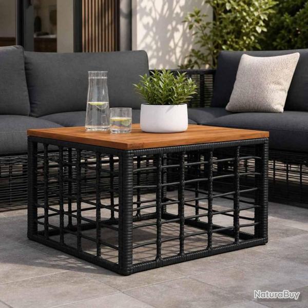 Table de Noir et naturel 55 x 55 x 37 cm