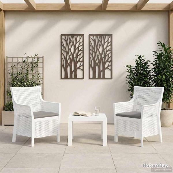 Ensemble salon avec coussin 3 pcs Blanc PP