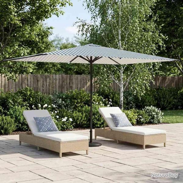Parasol rectangulaire, polyester, bleu et blanc, pour la terrasse, 2 � 3 m