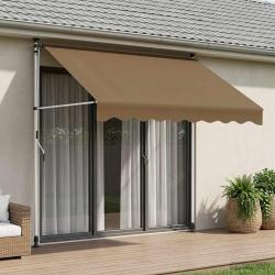 Auvent r&eacute;tractable manuel beige, pour la terrasse, 200 cm