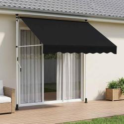 Auvent r&eacute;tractable manuel Noir 150 cm
