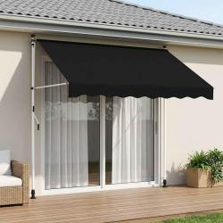 Auvent r&eacute;tractable manuel Noir 300 cm