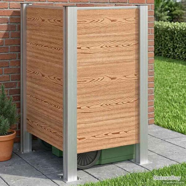 Cl�ture de poubelle Marron 85 x 85 x 115 cm Aluminium et WPC