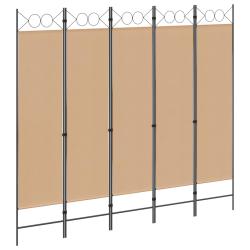 Paravent 5 panneaux Beige 200 x 180 cm Tissu