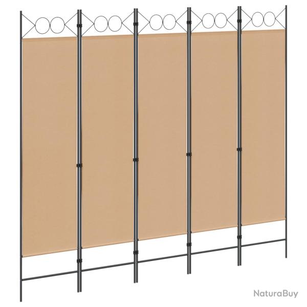 Paravent 5 panneaux Beige 200 x 180 cm Tissu