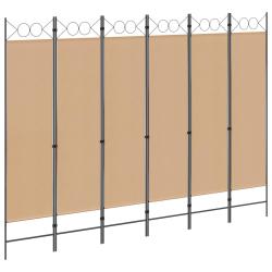 Paravent &agrave; 6 panneaux Beige 240 x 180 cm Tissu