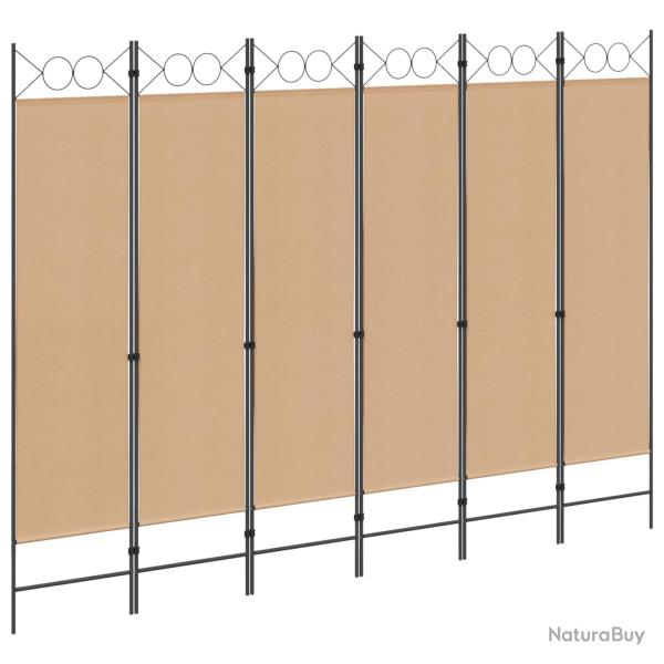Paravent � 6 panneaux Beige 240 x 180 cm Tissu
