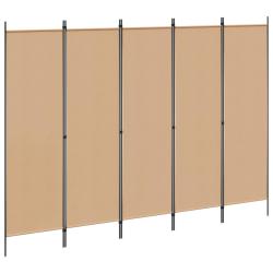 Paravent 5 panneaux Beige 250 x 180 cm Tissu