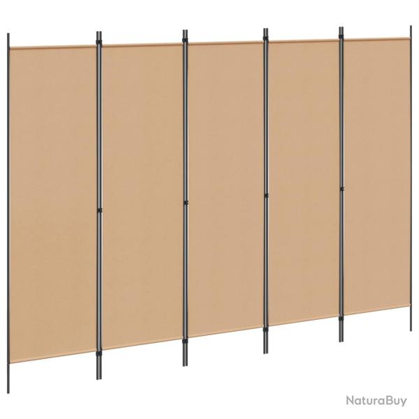 Paravent 5 panneaux Beige 250 x 180 cm Tissu