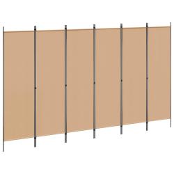 Paravent &agrave; 6 panneaux Beige 300 x 180 cm Tissu