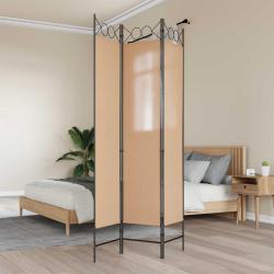 Paravent &agrave; 3 panneaux Beige 120 x 200 cm Tissu