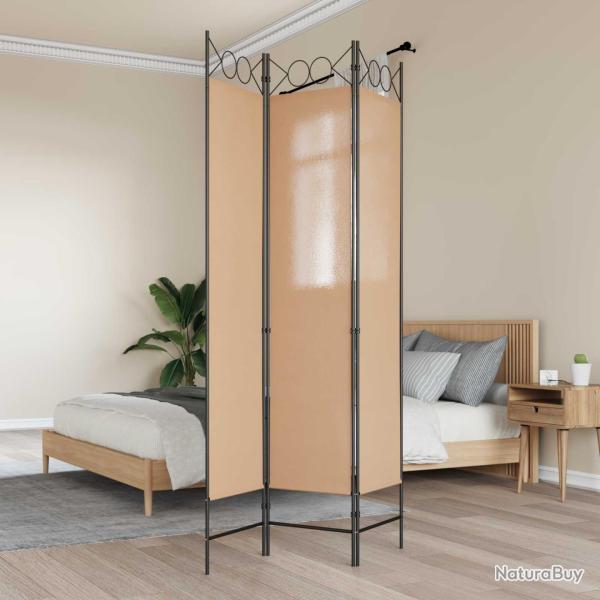 Paravent � 3 panneaux Beige 120 x 200 cm Tissu