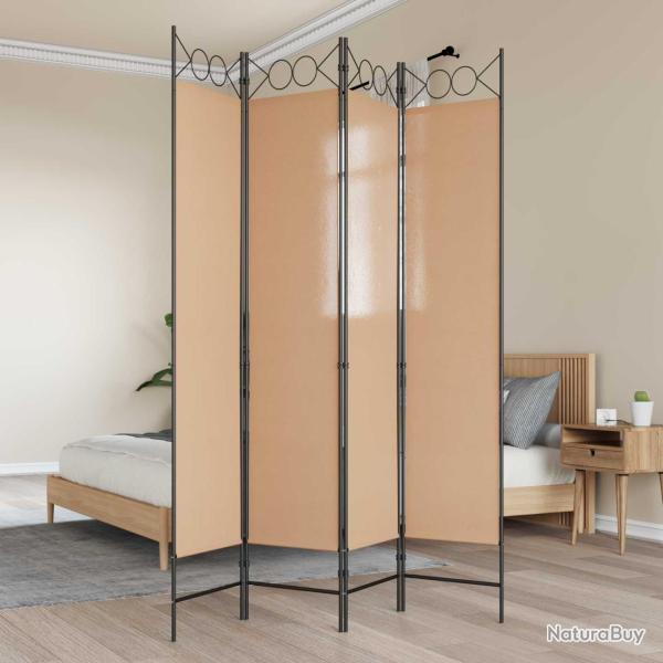 Paravent 4 panneaux Beige 160 x 200 cm Tissu