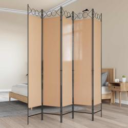 Paravent 5 panneaux Beige 200 x 200 cm Tissu