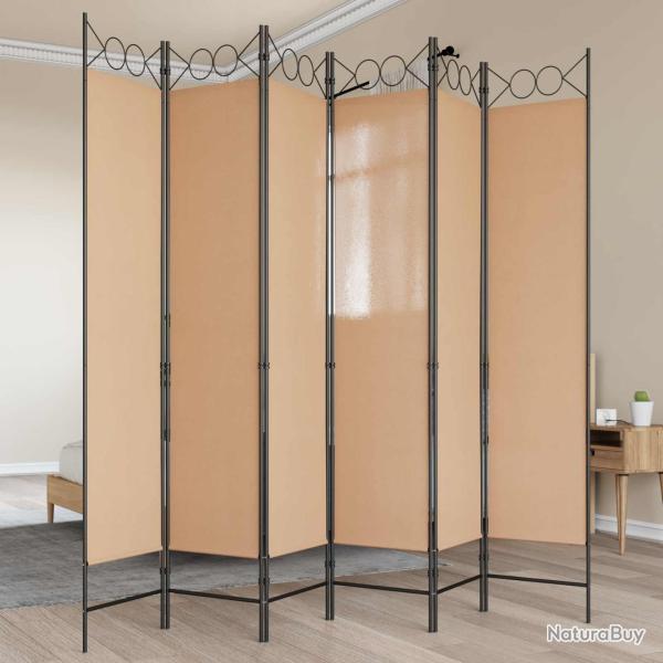 Paravent � 6 panneaux Beige 240 x 200 cm Tissu