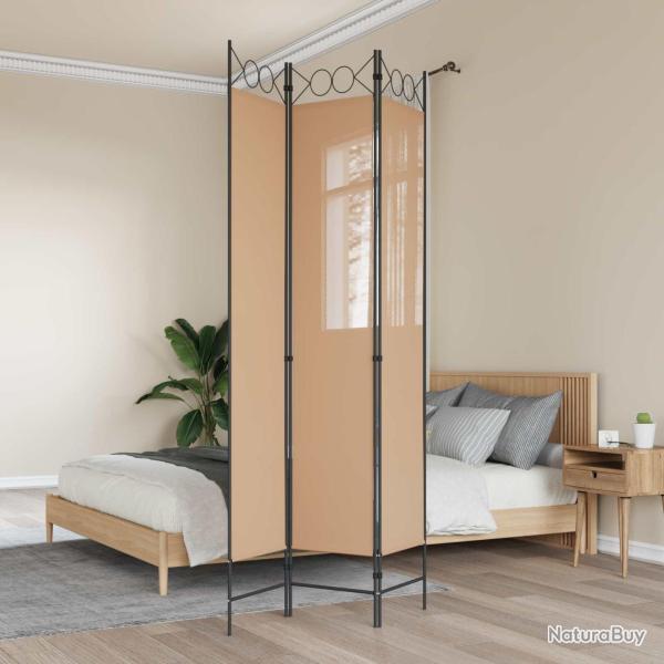 Paravent � 3 panneaux Beige 120 x 220 cm Tissu