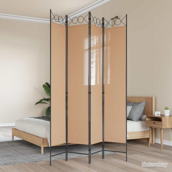 Paravent 4 panneaux Beige 160 x 220 cm Tissu