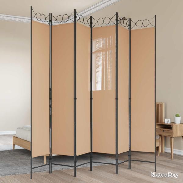 Paravent � 6 panneaux Beige 240 x 220 cm Tissu