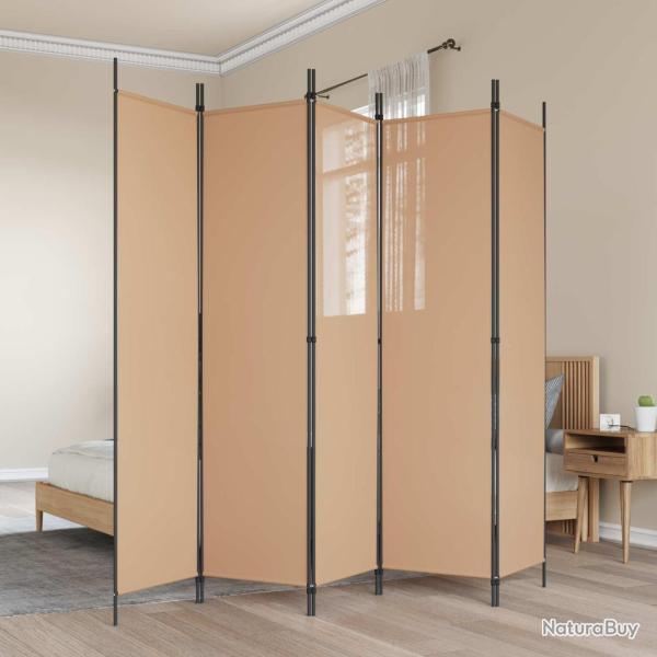 Paravent 5 panneaux Beige 250 x 200 cm Tissu
