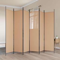 Paravent &agrave; 6 panneaux Beige 300 x 200 cm Tissu