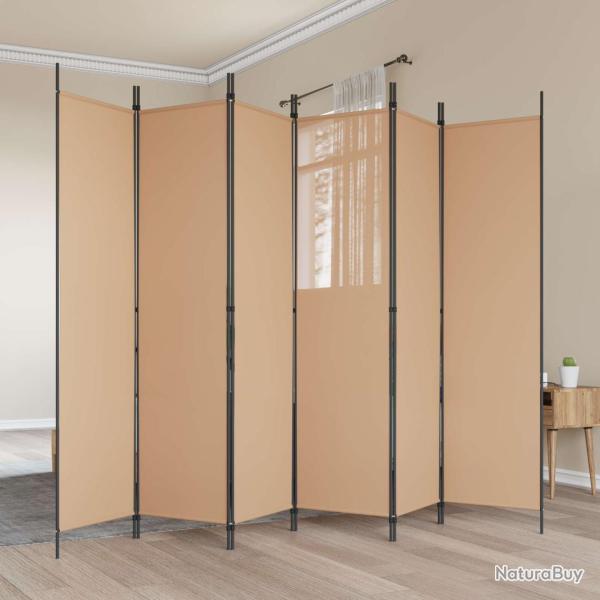 Paravent � 6 panneaux Beige 300 x 200 cm Tissu