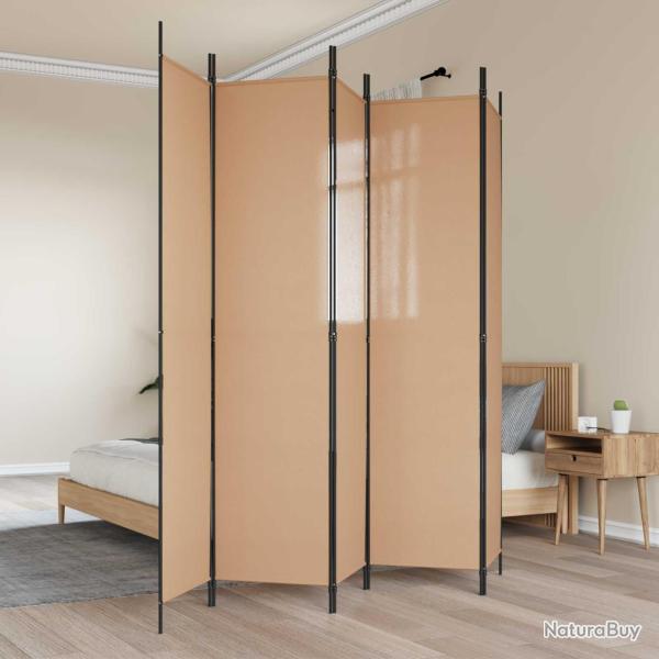 Paravent 5 panneaux Beige 250 x 220 cm Tissu