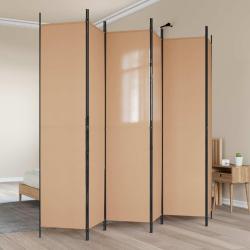 Paravent &agrave; 6 panneaux Beige 300 x 220 cm Tissu