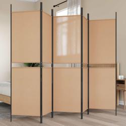 Paravent 5 Panels Beige 250 x 180 cm Tissu