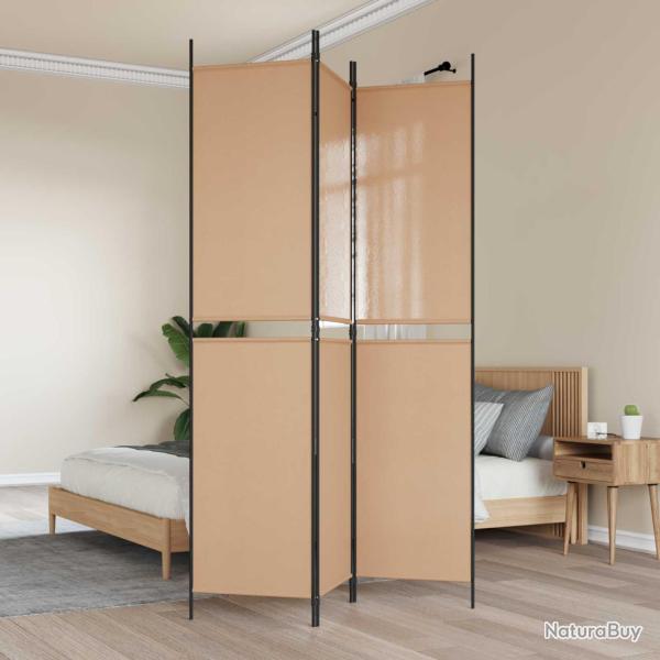 Paravent en 3 panneaux Beige 150 x 220 cm Tissu