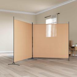 Paravent &agrave; 2 panneaux Beige 348 x 180 cm Tissu