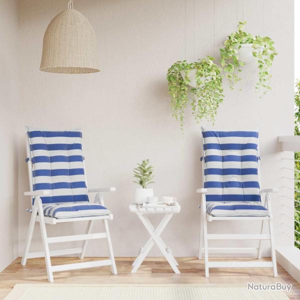 Coussin d'ext�rieur 2 pcs Bleu et Blanc 120 x 50 x 7 cm Tissu