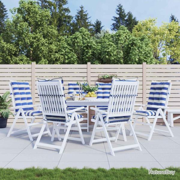 Coussin d'ext�rieur 6 pcs Bleu et Blanc 120 x 50 x 7 cm Tissu