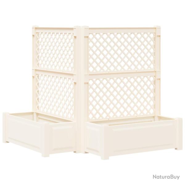 Grand bac avec treille 2 pcs Blanc 143 x 143 x 133,5 cm PP