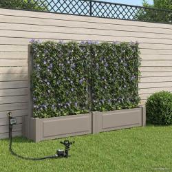 Grand pot avec trellis 2 pcs Gris 200 x 43 x 133,5 cm PP