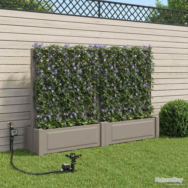Grand pot avec trellis 2 pcs Gris 200 x 43 x 133,5 cm PP