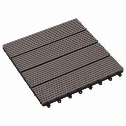 Carreau de terrasse 11 pcs Marron fonc&eacute; 30 x 30 cm WPC