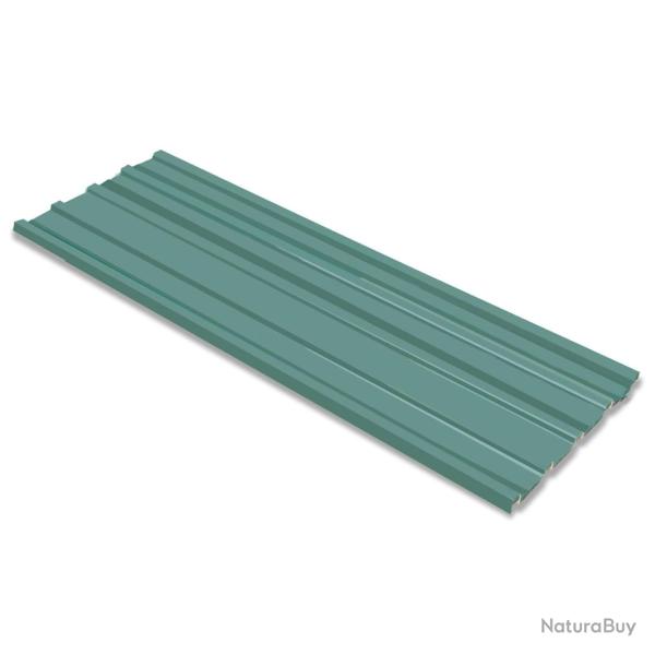 Panneau de toiture 12 pcs Vert 129 x 45 cm Acier galvanis�