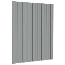 Panneau de toiture 12 pcs Gris 60 x 45 cm Acier galvanis&eacute;