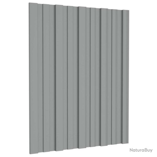 Panneau de toiture 12 pcs Gris 60 x 45 cm Acier galvanis�