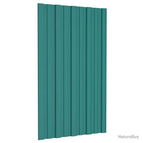 Panneau de toiture 36 pcs Vert 80 x 45 cm Acier galvanis�