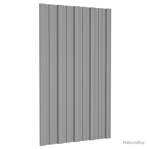 Panneau de toiture 12 pcs Gris 80 x 45 cm Acier galvanis�