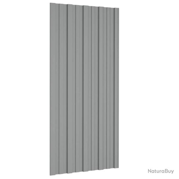Panneau de toiture 12 pcs Gris 100 x 45 cm Acier galvanis�