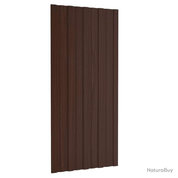 Panneau de toiture 12 pcs Marron 100 x 45 cm Acier galvanis�